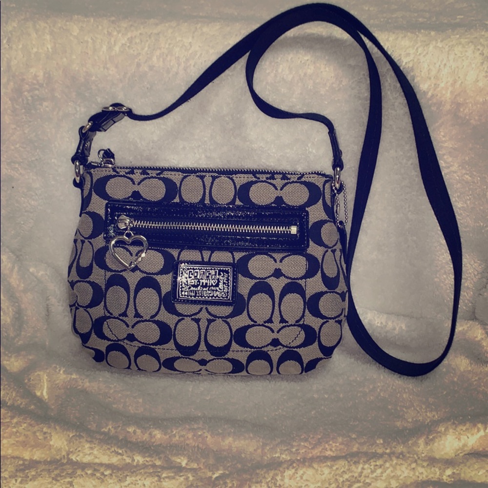 Black optic fabric coach crossbody bag